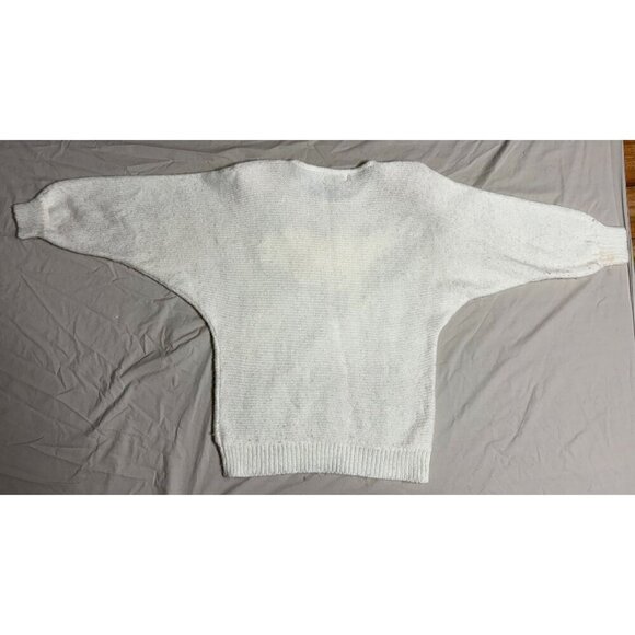 Vintage Adolfo Batwing Sweater Intricate Knit Design Acrylic Women's L Ivory - Picture 6 of 9